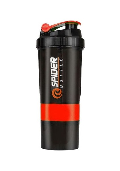 Kırmızı 501-600 ml 3 Katmanlar Shaker Protein Şişesi Toz Shake Bardak Su Şişesi Plastik Karıştırma Kabı Vücut Geliştirme Egzersiz Şişesi (Yurt Dışından)