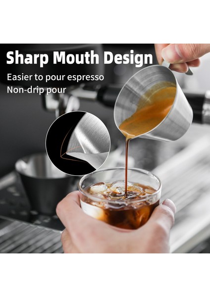 1 Adet Zımpara 100 ml Espresso Shot Kulplu Bardaklar Espresso Ölçüm Kabı Bulaşık Makinesinde Yıkanabilir 2/3 Paket Paslanmaz Çelik Dökme Fincan Ev Barista Araçları (Yurt Dışından)