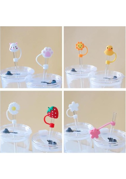 5pcs Pipet Fırçası 4/6/8 Adet Sevimli Saman Ipuçları Içme Toz Kapağı Silikon Sıçramaya Dayanıklı Fişler Kapak Yaratıcı Saman Kapağı Kapağı 6-8mm Saman Sızdırmazlık Araçları (Yurt Dışından)