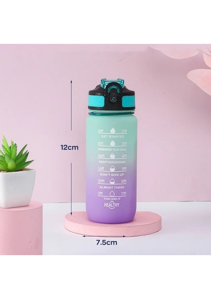 Yeşil 600 ml 600 ml Renkli Su Şişesi Motivasyon Içme Suyu Şişesi Spor Su Şişesi Zaman Işaretleyici ile Taşınabilir Yeniden Kullanılabilir Plastik Bardaklar (Yurt Dışından) indirimleri