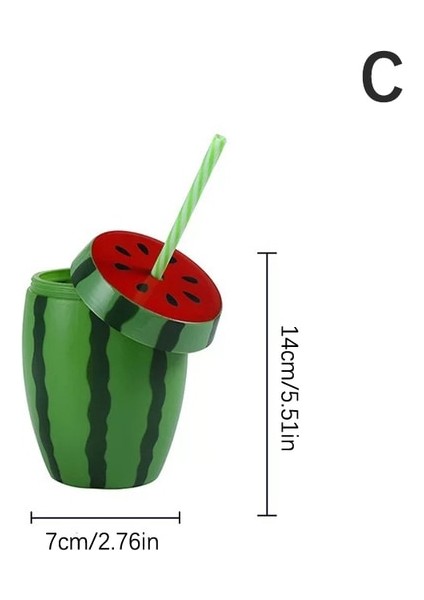 Karpuz Bardağı 401-500ML 500ML Yaz Sevimli Çilek Saman Su Şişesi Süt Kahve Saman Bardağı Ev Için Pipetli Su Şişesikızlar Için Su Şişesi (Yurt Dışından)