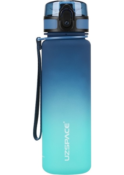 Mavi ve Yeşil 0.5l 500/1000 ml Spor Su Şişesi Bpa Ücretsiz Sıçrama Kapaklı Zaman Işaretleyici Açık Hava Spor Salonu Için Sızdırmaz Buzlu Tritan Plastik Bardak (Yurt Dışından)