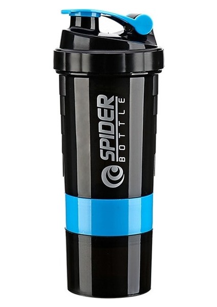 Mavi 3 Katmanlı Shaker Şişe Protein Tozu Milkshake Fincan Spor Spor Su Bardağı 550 ml Su Şişeleri Ilaç Kutusu ile (Yurt Dışından)