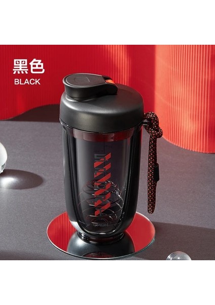 Siyah 590ML Spor Shaker Şişesi 590ML Peynir Altı Suyu Protein Tozu Karıştırma Şişesi Spor Fitness Salonu Shaker Açık Taşınabilir Plastik Içecek Şişesi (Yurt Dışından)