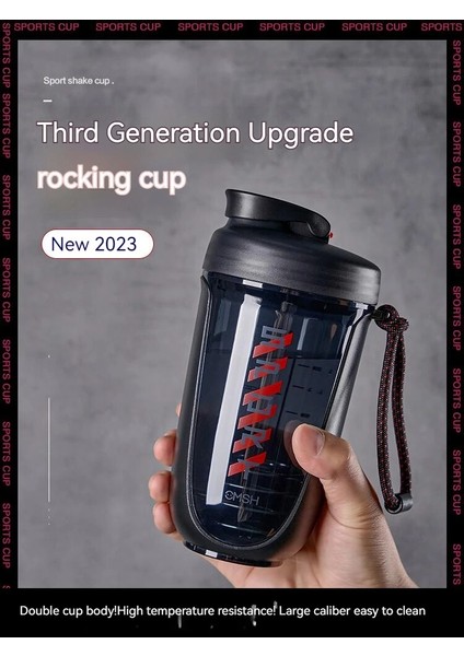 Siyah 590ML Spor Shaker Şişesi 590ML Peynir Altı Suyu Protein Tozu Karıştırma Şişesi Spor Fitness Salonu Shaker Açık Taşınabilir Plastik Içecek Şişesi (Yurt Dışından) fiyatları