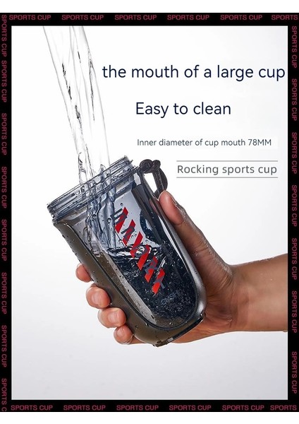 Siyah 590ML Spor Shaker Şişesi 590ML Peynir Altı Suyu Protein Tozu Karıştırma Şişesi Spor Fitness Salonu Shaker Açık Taşınabilir Plastik Içecek Şişesi (Yurt Dışından) modelleri