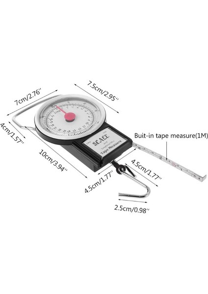 Siyah 50LB Taşınabilir Mekanik Kadran Ölçeği Asılı/balık/bagaj/mutfak Terazisi Asılı Kanca Çok Amaçlı Terazi W/bant T5EF (Yurt Dışından) indirimleri