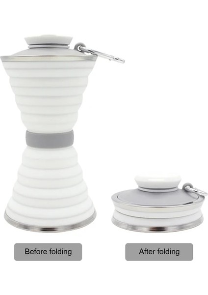 Beyaz 500ML 500ML Silikon Su Şişesi Kupası Katlanabilir Sızdırmaz Taşınabilir Spor Seyahat Su Şişeleri Açık Seyahat Spor Salonu Yürüyüş Yeniden Kullanılabilir (Yurt Dışından)
