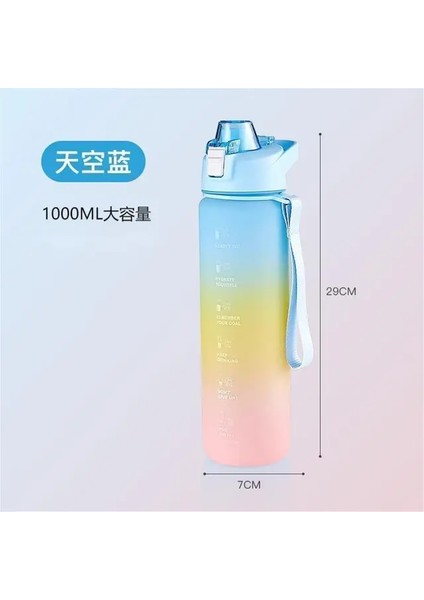 Degrade Mavi-B 1000ML 1 Litre Degrade Su Şişesi Motivasyon Spor Pipetli Şişe ve Halat Sızdırmaz Içme Şişesi Açık Seyahat Spor Salonu Fitness (Yurt Dışından) fiyatları