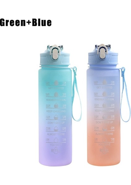 Yeşil ve Mavi 0.9l 900 ml Su Şişesi Öğrenci Pipetli Içecek Şişesi Kapasiteli Spor Sürahi Spor Salonu Kamp Turu Için Spor Su Şişesi Kız Erkek (Yurt Dışından)