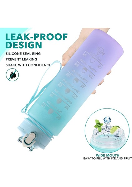 Yeşil ve Mavi 0.9l 900 ml Su Şişesi Öğrenci Pipetli Içecek Şişesi Kapasiteli Spor Sürahi Spor Salonu Kamp Turu Için Spor Su Şişesi Kız Erkek (Yurt Dışından) modelleri