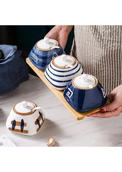 Iki Tepsili C Seramik Baharat Kavanozu, Şeker Tuz Kabı, Baharat Tencere Seti, Porselen Kapaklı El Boyalı Baharat Kavanozu. Ev Mutfağı Için. (Yurt Dışından) modelleri