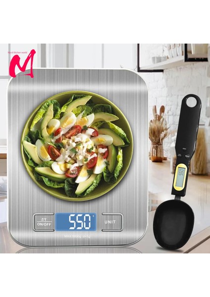 10KG Kaşık Terazisi B Dijital Mutfak Terazisi, LCD Ekran 1g/0.1oz Hassas Paslanmaz Çelik Gıda Ölçeği Pişirme Pişirme Tartı Terazileri Elektronik (Yurt Dışından) indirimleri