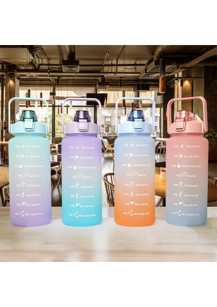 A-Pink Çubuklu 2000ML 2 Litre Pipetli Su Şişesi Kadın Kızlar Büyük Taşınabilir Seyahat Şişeleri Spor Fitness Fincan Yaz Soğuk Su Zaman Ölçeği ile (Yurt Dışından)