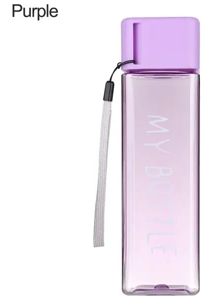 Mor 480ML Buzlu 1 Adet 480ML Şeffaf Kare Plastik Mat Su Bardağı Açık Soğuk Meyve Suyu Su Sporları Kupası Taşınabilir Süt Halat Su Şişesi (Yurt Dışından)