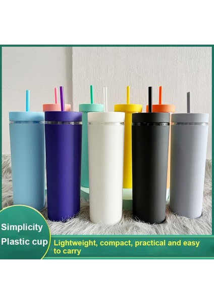 08 500ML 500ML Çift Katmanlı Payet Kapaklı Bardak Mat Şeker Renk Kupa Plastik Kahve Içme Bardak Yeniden Kullanılabilir Drinkware Yılbaşı Hediyeleri (Yurt Dışından)