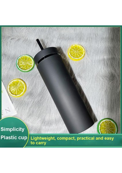 08 500ML 500ML Çift Katmanlı Payet Kapaklı Bardak Mat Şeker Renk Kupa Plastik Kahve Içme Bardak Yeniden Kullanılabilir Drinkware Yılbaşı Hediyeleri (Yurt Dışından)
