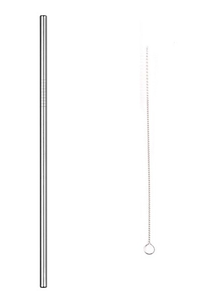 Düz Gümüş 21.5CMX8MM Içecek Pipetleri 304 Paslanmaz Çelik Soğuk Içme Kavisli Düz Uzun Pipet Fırçalı Drinkware Bar Parti Bardak Aksesuarları (Yurt Dışından)