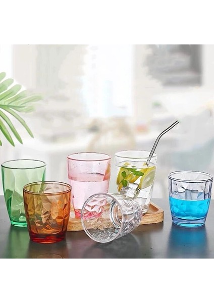 Gök Mavisi 300ML 10OZ Meyve Suyu Bardağı Renkli Akrilik Çevre Koruma Düşme Karşıtı 300ML Bira Kupaları Çay Içme Bardakları Bar Restoran Ev Eşyaları (Yurt Dışından) modelleri