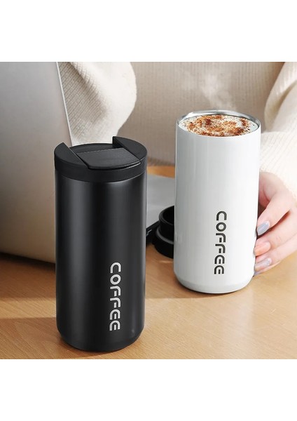 400ML Mavi 400-500ML Yaratıcı Çift Duvar Termal Kapaklı Kupa Paslanmaz Çelik Taşınabilir Kahve Süt Kupası Seyahat Çay Tumbler Ofis Su Bardağı Drinkware (Yurt Dışından)