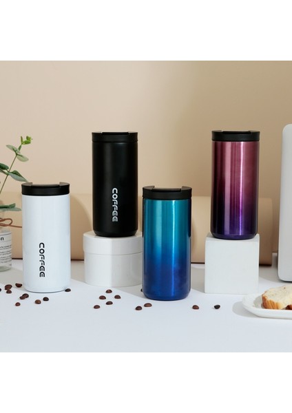 400ML Mavi 400-500ML Yaratıcı Çift Duvar Termal Kapaklı Kupa Paslanmaz Çelik Taşınabilir Kahve Süt Kupası Seyahat Çay Tumbler Ofis Su Bardağı Drinkware (Yurt Dışından)