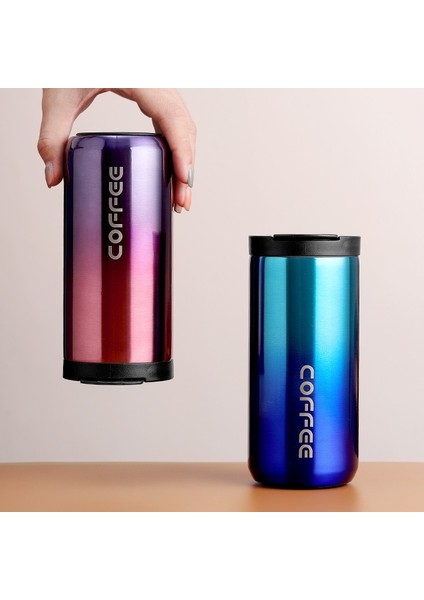 400ML Mavi 400-500ML Yaratıcı Çift Duvar Termal Kapaklı Kupa Paslanmaz Çelik Taşınabilir Kahve Süt Kupası Seyahat Çay Tumbler Ofis Su Bardağı Drinkware (Yurt Dışından)