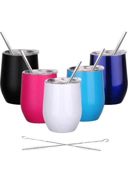 G 12OZ 12OZ Şarap Tumbler Metal Saman ve Fırça ile Paslanmaz Çelik Su Şişesi Seyahat Kahve Kupaları Yumurta Şekilli Bardak Prarty Hediye Için (Yurt Dışından) fiyatları