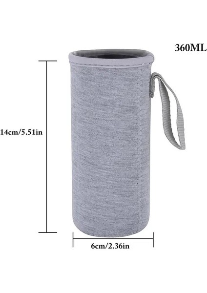 Gri 360ML Spor Su Şişesi Kapağı Neopren Yalıtım Kol Çantası Kılıfı 550ML Taşınabilir Vakum Bardak Seti Spor Kamp Aksesuarları (Yurt Dışından)