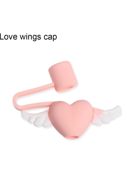 Aşk Kanatları Kap Yaratıcı Silikon Saman Fiş Yeniden Kullanılabilir Içme Toz Kapağı Cam Bardak Aksesuarları Karikatür Fişler Ipuçları Kapak Mutfak Drinkware Temiz (Yurt Dışından)