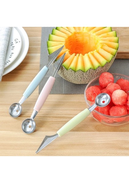 Y102-2 2in1 Çift Kafalı Meyve Topu Oyma Bıçağı Meyve Kepçe Dondurma Kaşığı Patates Püresi Kaşık Mutfak Meyve Kesici Şekli Oyma Aracı (Yurt Dışından) fiyatları