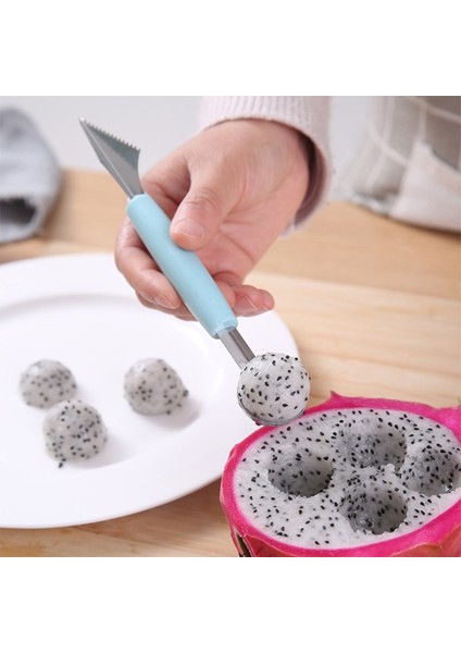 Y102-2 2in1 Çift Kafalı Meyve Topu Oyma Bıçağı Meyve Kepçe Dondurma Kaşığı Patates Püresi Kaşık Mutfak Meyve Kesici Şekli Oyma Aracı (Yurt Dışından) indirimleri