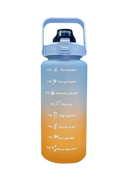 Mavi 2000 ml 2 Litre Su Şişesi Büyük Kapasiteli Motivasyon Içme Şişesi Zaman Işaretleyici ile Açık Spor Su Şişesi Sevimli Plastik Bardaklar (Yurt Dışından)