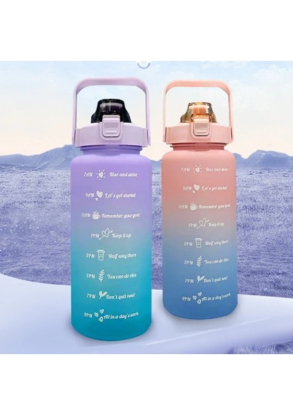Mavi 2000 ml 2 Litre Su Şişesi Büyük Kapasiteli Motivasyon Içme Şişesi Zaman Işaretleyici ile Açık Spor Su Şişesi Sevimli Plastik Bardaklar (Yurt Dışından) fiyatları