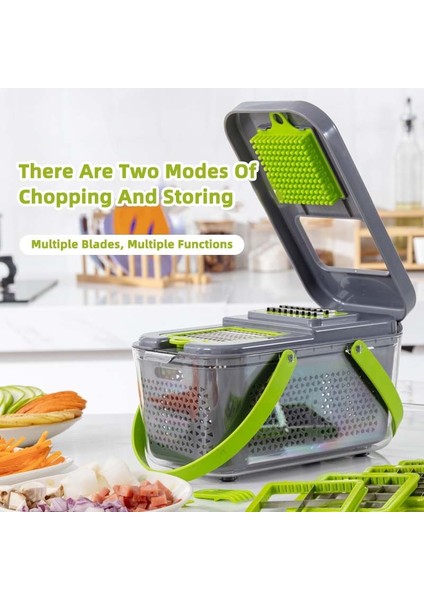 12 In 1-Yeşil 8/22 In 1 Çok Fonksiyonlu Sebze Doğrama Dicer Dilimleme Sebze Kesici Mutfak Rende Soğan Sarımsak Havuç Patates Mutfak Aracı (Yurt Dışından) modelleri