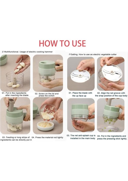 1 Pc Rastgele Kesici Sebze Kesici Seti 4 In 1 El Elektrikli Dayanıklı Biber Sebze Kırıcı Mutfak Aracı USB Şarj Zencefil Ezici Makinesi (Yurt Dışından) indirimleri