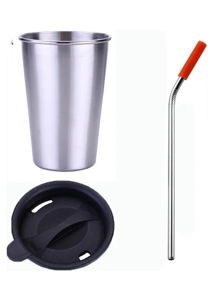 Gümüş Set 500 ml Paslanmaz Çelik Bira Bardak Ev Ofis Metal Su Içecekleri Kahve Tumbler Çay Süt Kupalar Mutfak Drinkware (Yurt Dışından)