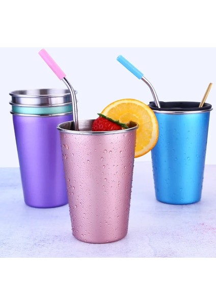 Gümüş Set 500 ml Paslanmaz Çelik Bira Bardak Ev Ofis Metal Su Içecekleri Kahve Tumbler Çay Süt Kupalar Mutfak Drinkware (Yurt Dışından)