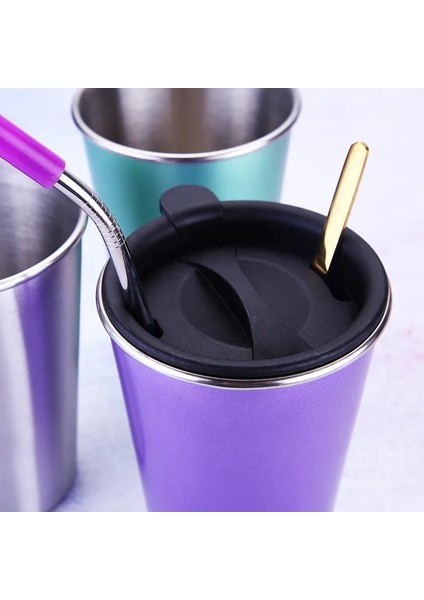 Gümüş Set 500 ml Paslanmaz Çelik Bira Bardak Ev Ofis Metal Su Içecekleri Kahve Tumbler Çay Süt Kupalar Mutfak Drinkware (Yurt Dışından)