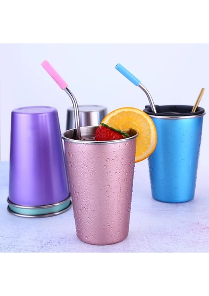 Gümüş Set 500 ml Paslanmaz Çelik Bira Bardak Ev Ofis Metal Su Içecekleri Kahve Tumbler Çay Süt Kupalar Mutfak Drinkware (Yurt Dışından)