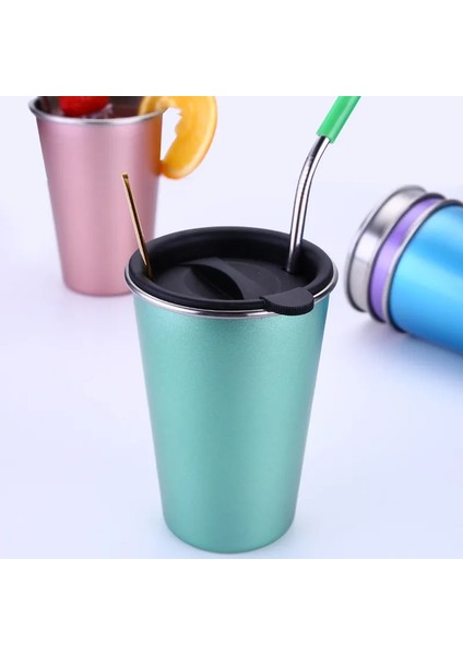 Gümüş Set 500 ml Paslanmaz Çelik Bira Bardak Ev Ofis Metal Su Içecekleri Kahve Tumbler Çay Süt Kupalar Mutfak Drinkware (Yurt Dışından)