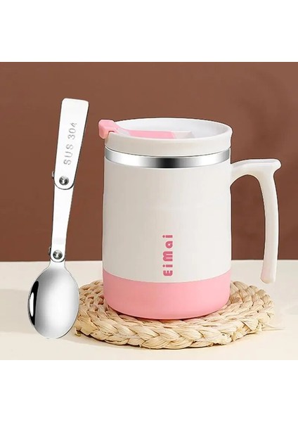 Paslanmaz Çelik Kahve Kupa Yalıtımlı Kupa Kapaklı Kaşık Çift Duvar Isıya Dayanıklı Çıkarılabilir Taban Kahve Kadehi Drinkware (Yurt Dışından)