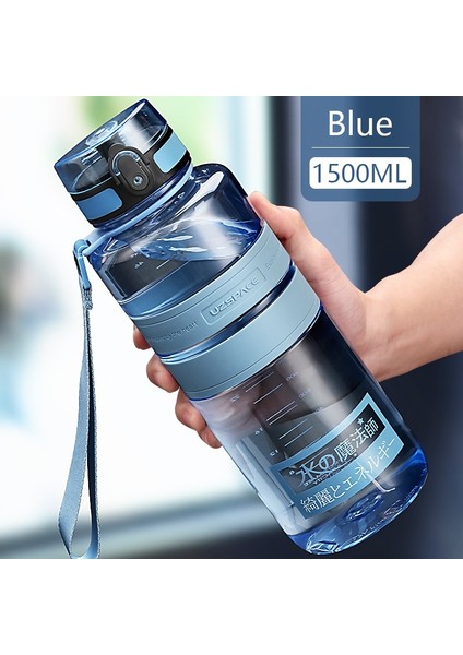 Clitoria Mavi 1500 ml 1l 1.5l 2l Fitness Spor Su Şişesi Büyük Kapasiteli Çevre Dostu Plastik Taşınabilir Sızdırmaz Shaker Meyveli Içecek Şişesi Bpa Ücretsiz (Yurt Dışından) fırsatları