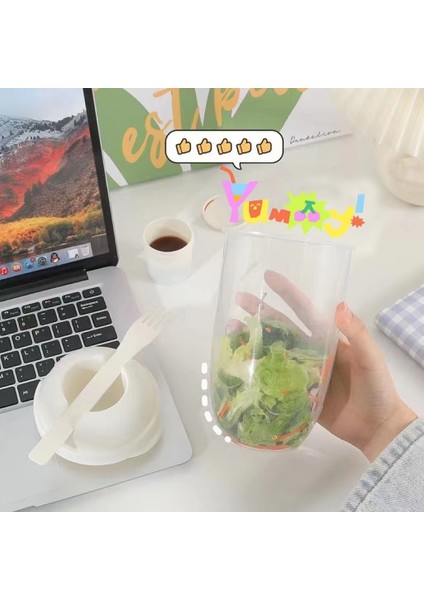 Yeşil A 1000 ml Taşınabilir Kahvaltı Bardak Tahıl Fındık Yoğurt Salata Bardağı Konteyner Seti Çatal Sos Bardak Şişe Gıda Depolama Bento Kutusu Öğle Yemeği Kutusu (Yurt Dışından)