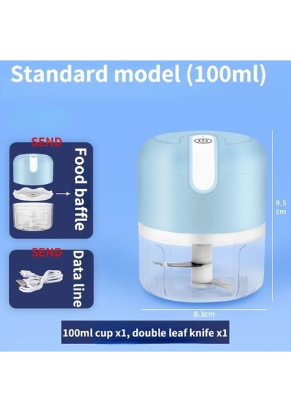 Mavi 100 ml Çok Fonksiyonlu Ezilmiş Zencefil Sebze Kırıcı Elektrikli Mutfak Robotu Sağlam Dayanıklı Mini Sarımsak Kıyıcı USB Şarj Edilebilir (Yurt Dışından)