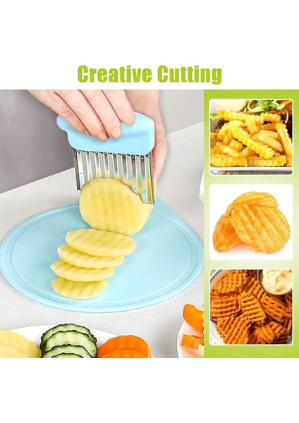 Dalgalı Patates Dilim Buruşuk Patates Kızartması Salata Kesici Patates Doğrayıcı Dilim Bıçağı Paslanmaz Çelik Buruşuk Kesiciler Taşınabilir Dilimleme (Yurt Dışından) fırsatları