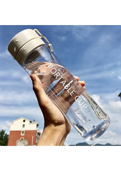 Buzlu Beyaz 800 ml 800 ML/600 ml Büyük Kapasiteli Spor Meyve Limon Suyu Içme Şişesi Demlik Temizle Taşınabilir Plastik Su Şişesi (Yurt Dışından)