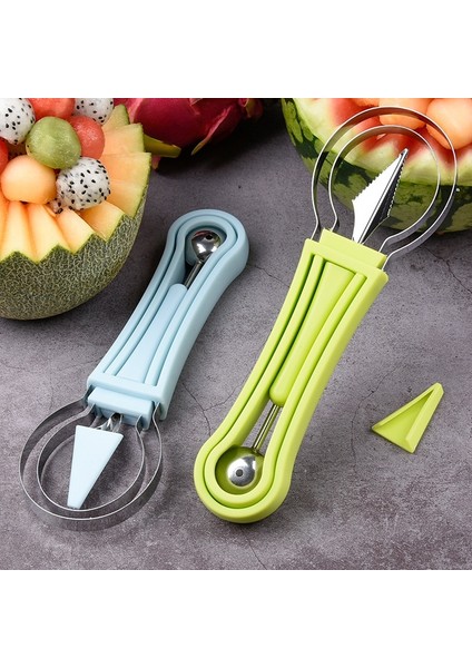Mavi Kavun Balye Kepçe Seti Profesyonel 4 In 1 Paslanmaz Çelik Karpuz Kesici Meyve Oyma Alet Takımı Meyve Scooper Tohum Sökücü (Yurt Dışından) fiyatları
