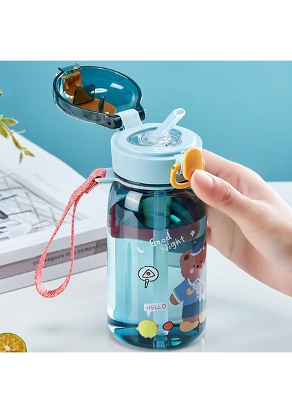 Pembe 400 ml Çocuklar Karikatür Su Damlatmaz Pipetli Bardak Sevimli Ayı Sızdırmaz Su Şişeleri Açık Taşınabilir Içme Şişesi Çocuk Güzel Fincan (Yurt Dışından)