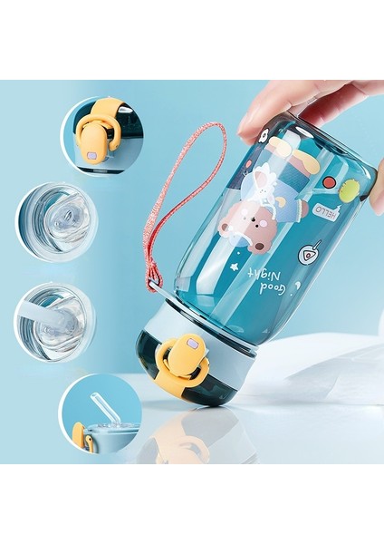 Pembe 400 ml Çocuklar Karikatür Su Damlatmaz Pipetli Bardak Sevimli Ayı Sızdırmaz Su Şişeleri Açık Taşınabilir Içme Şişesi Çocuk Güzel Fincan (Yurt Dışından)