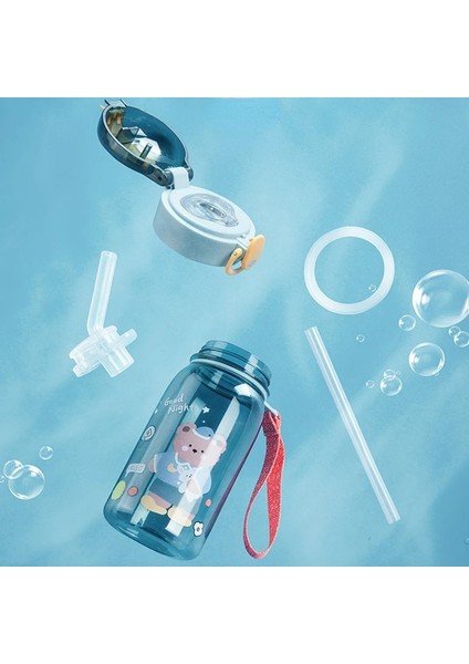Pembe 400 ml Çocuklar Karikatür Su Damlatmaz Pipetli Bardak Sevimli Ayı Sızdırmaz Su Şişeleri Açık Taşınabilir Içme Şişesi Çocuk Güzel Fincan (Yurt Dışından)